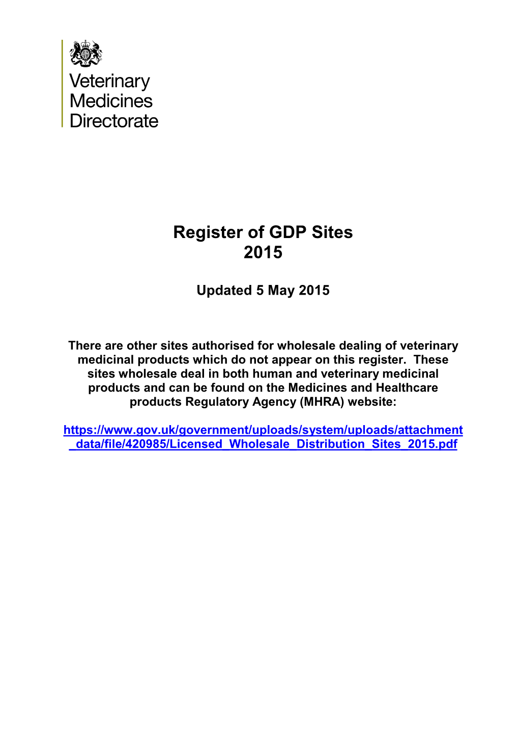 Register of GDP Sites 2015