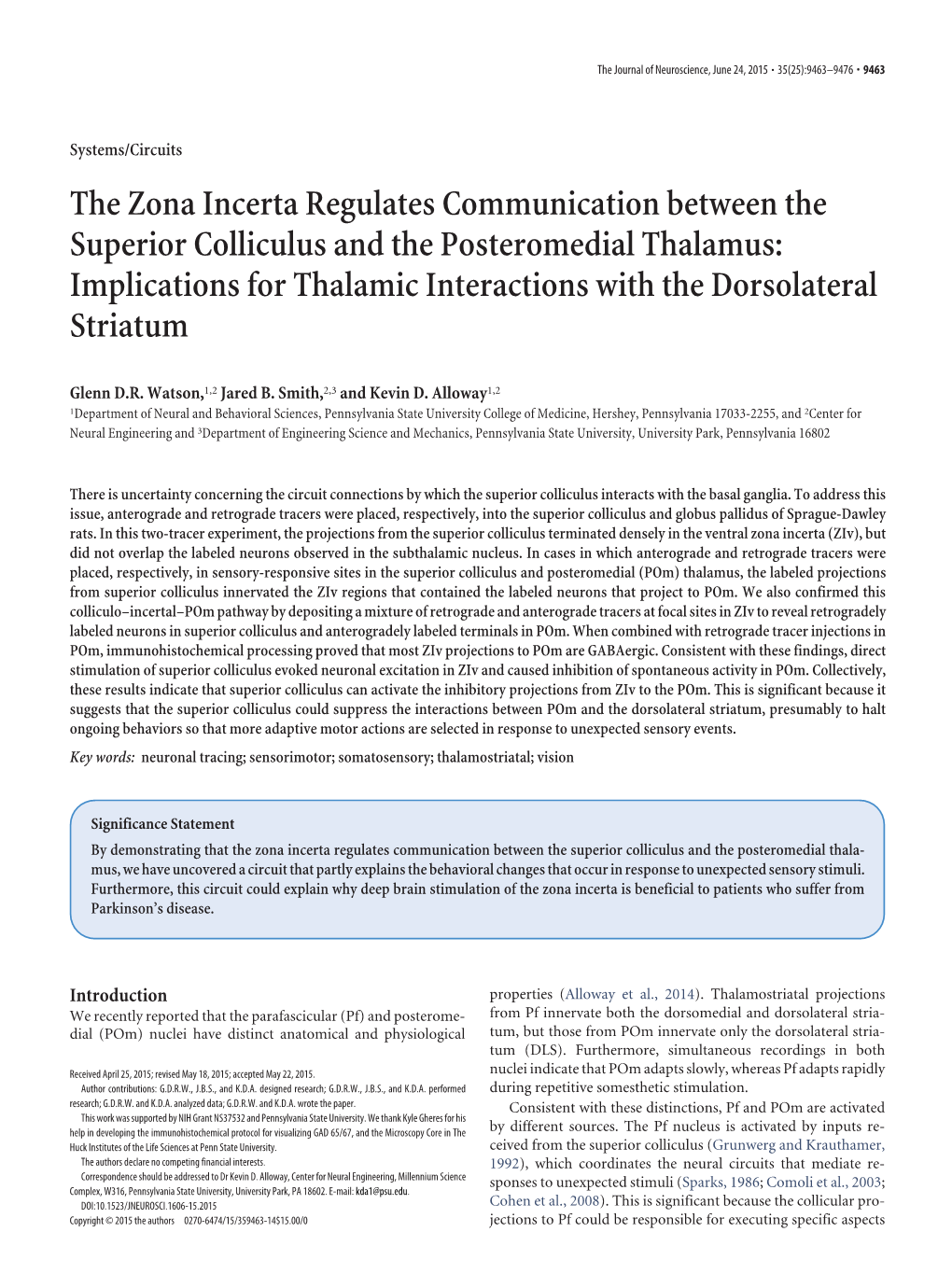 The Zona Incerta Regulates Communication Between The