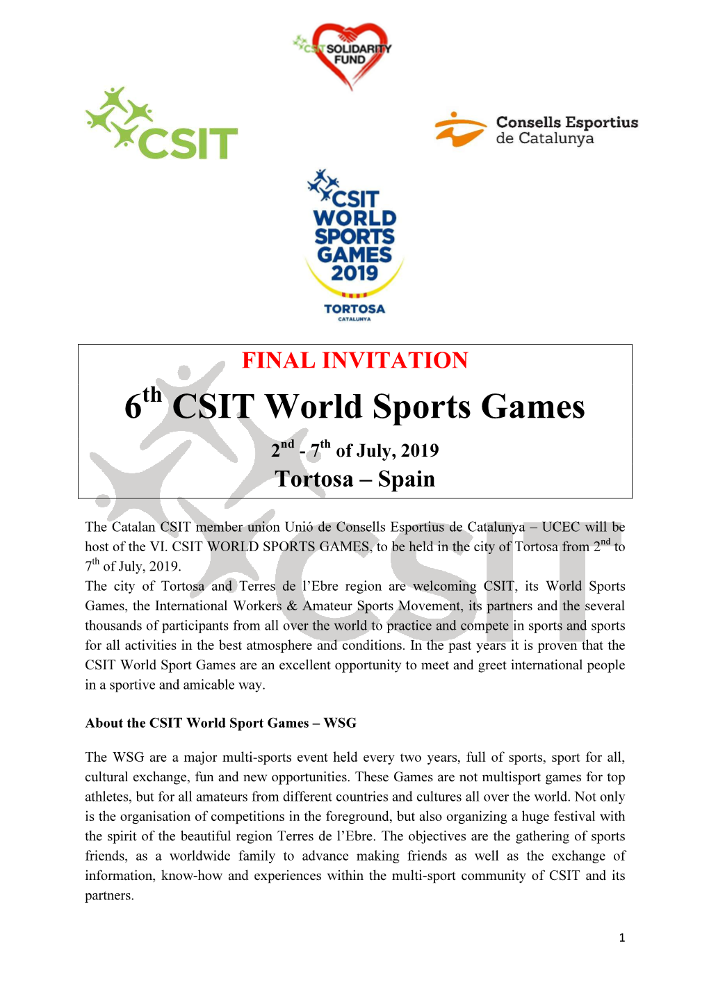 6 CSIT World Sports Games