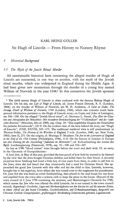 Sir Hugh of Lincoln — from History to Nursery Rhyme