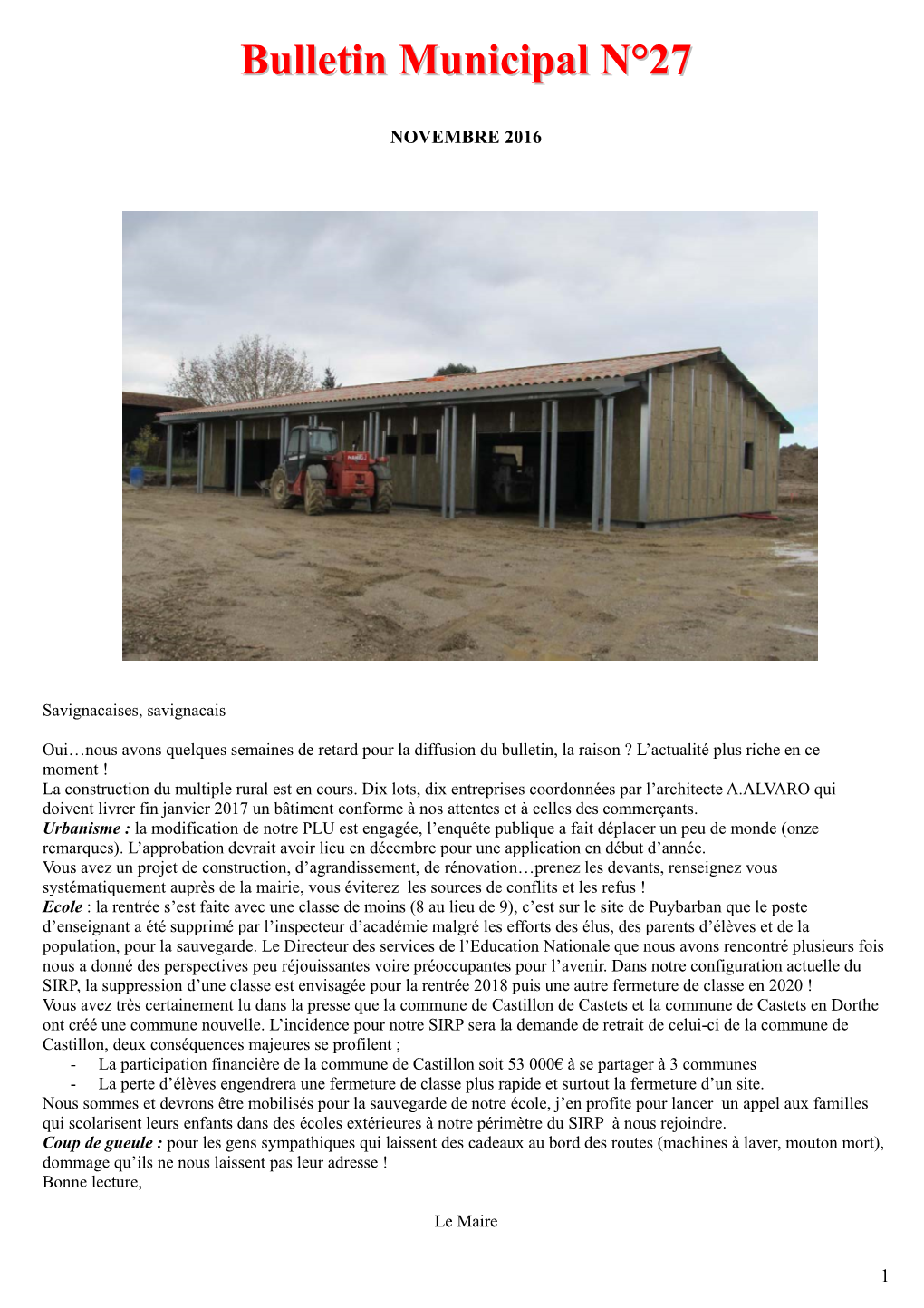 Bulletin Municipal N 27