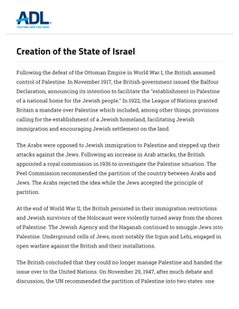 Creation of the State of Israel