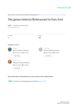 The Genus Imleria (Boletaceae) in East Asia