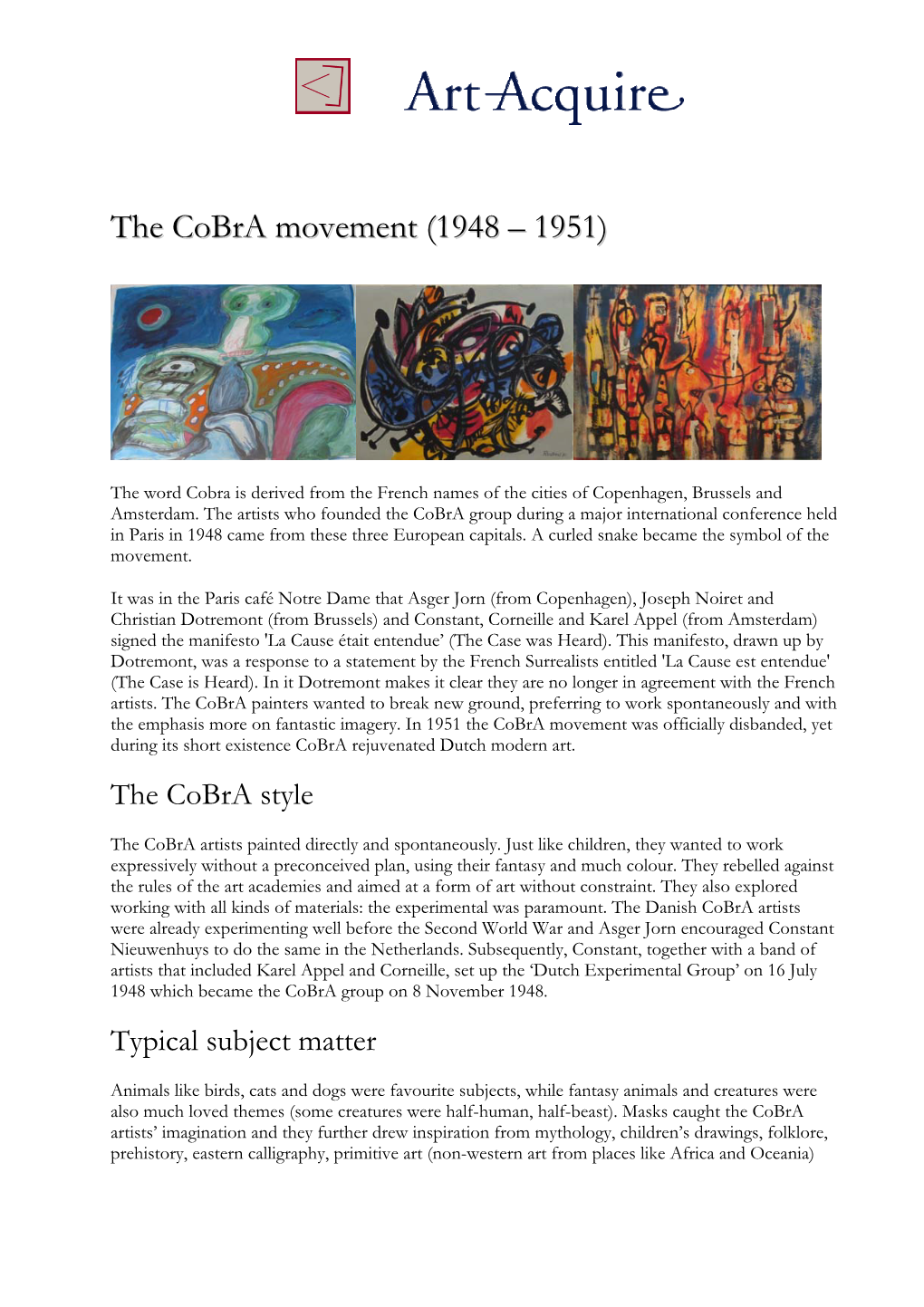 The Cobra Movement (1948 – 1951)