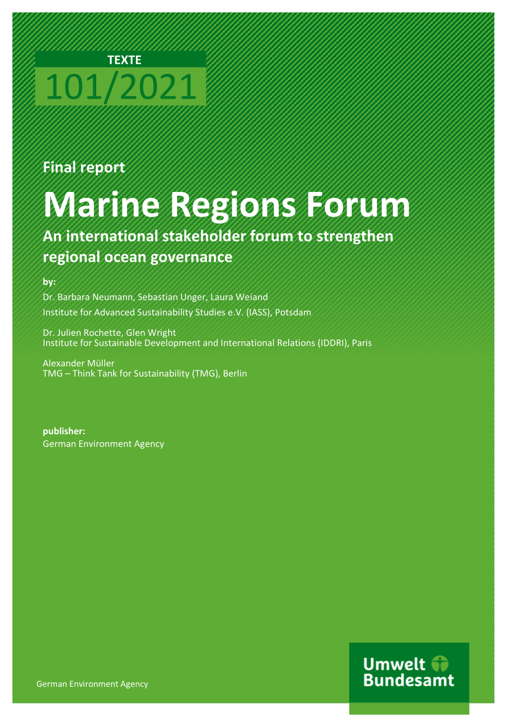 Marine Regions Forum an International Stakeholder Forum to Strengthen Regional Ocean Governance