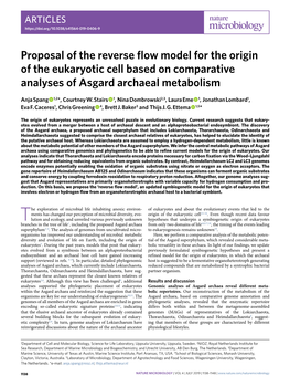 Proposal of the Reverse Flow Model for the Origin of the Eukaryotic Cell Based on Comparative Analyses of Asgard Archaeal Metabolism