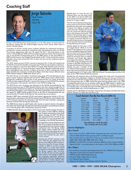 Jorge Salcedo National Team, Was the Head Coach Head Coach of the 2002 U-16 Socal ODP State Team and Was Also the Assistant Coach 10Th Year of the U-17 Team in 2001