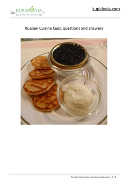 Russian Cuisine Quiz: Questions and Answers