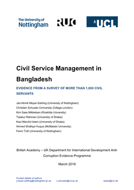 Civil Service Management in Bangladesh