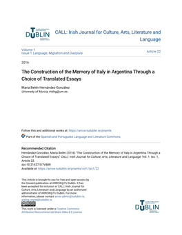 The Construction of the Memory of Italy in Argentina Through a Choice of Translated Essays