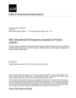 IND:Uttarakhand Emergency Assistance Project (UEAP)