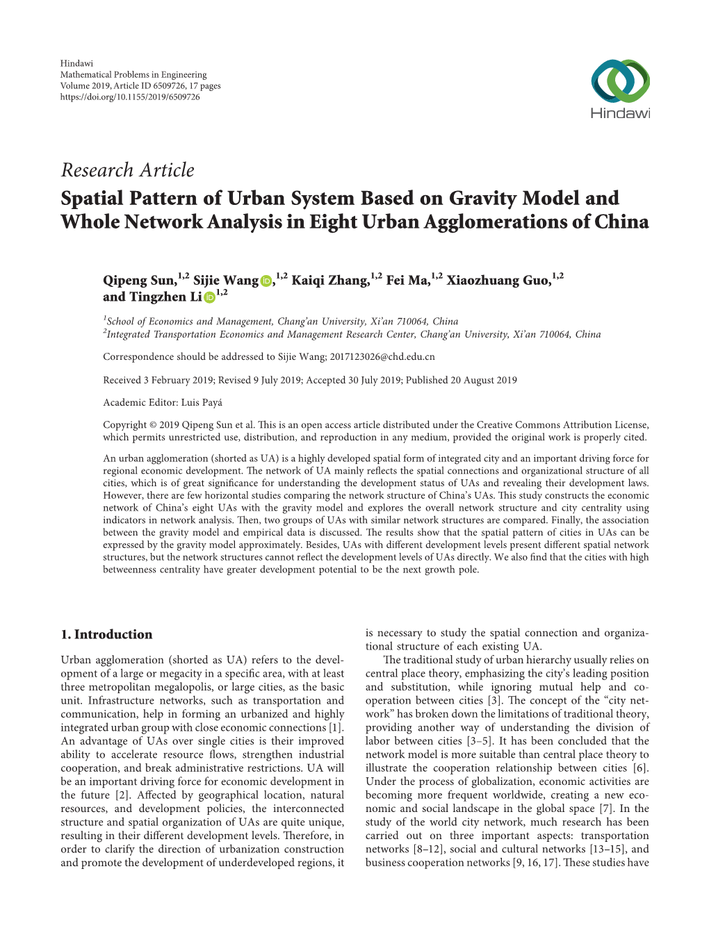 Spatial Pattern of Urban System Based on Gravity Model and Whole Network Analysis in Eight Urban Agglomerations of China