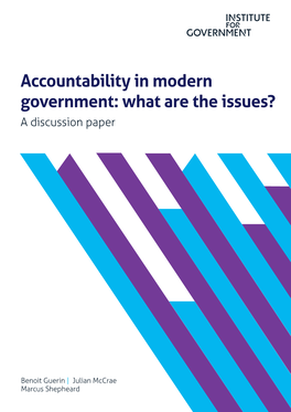 Accountability in Modern Government: What Are the Issues? a Discussion Paper