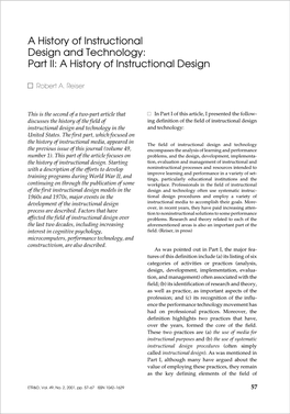 A History of Instructional Design and Technology: Part II: a History of Instructional Design