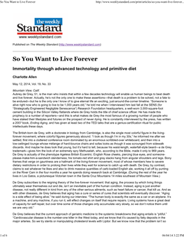 So You Want to Live Forever