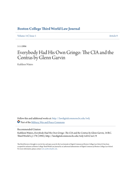 Everybody Had His Own Gringo: the CIA and the Contras by Glenn Garvin, 14 B.C