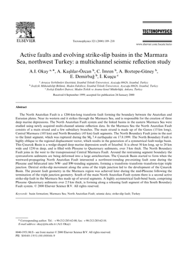 Active Faults and Evolving Strike-Slip Basins in the Marmara Sea, Northwest Turkey: a Multichannel Seismic Reﬂection Study