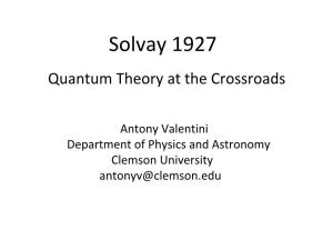 Quantum Theory at the Crossroads