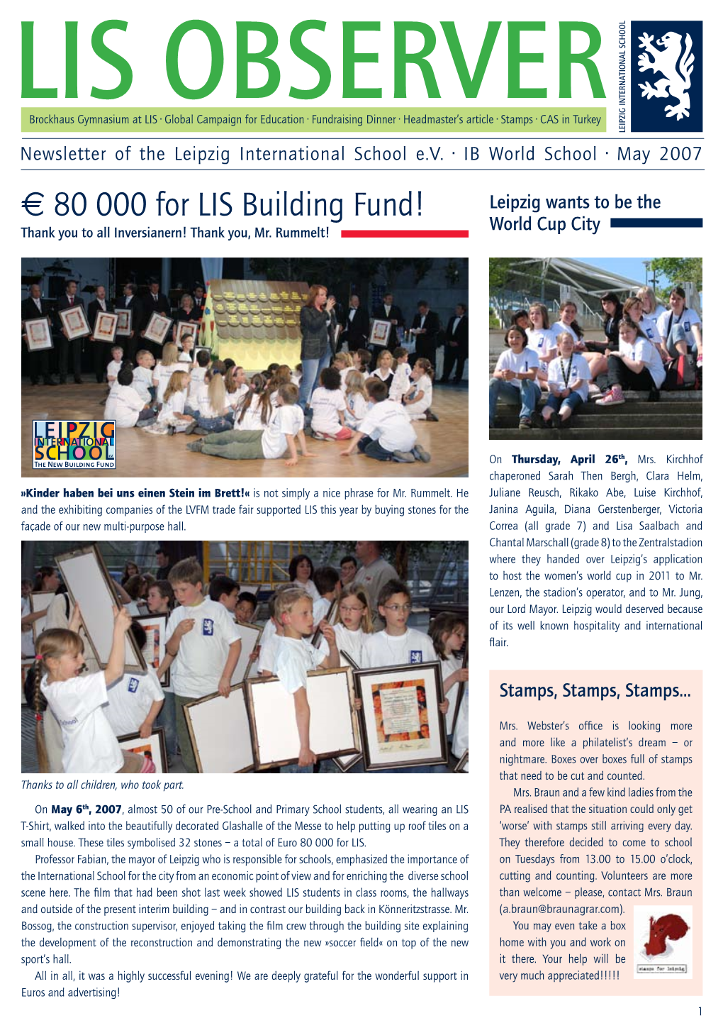 € 80 000 for LIS Building Fund!