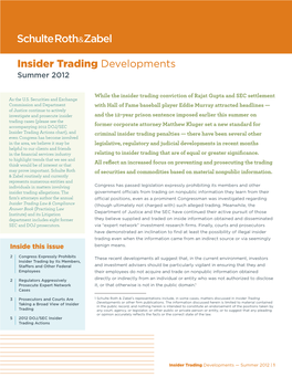Insider Trading Developments Summer 2012