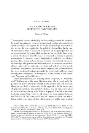 The Politics of Elegy: Propertius and Tibullus