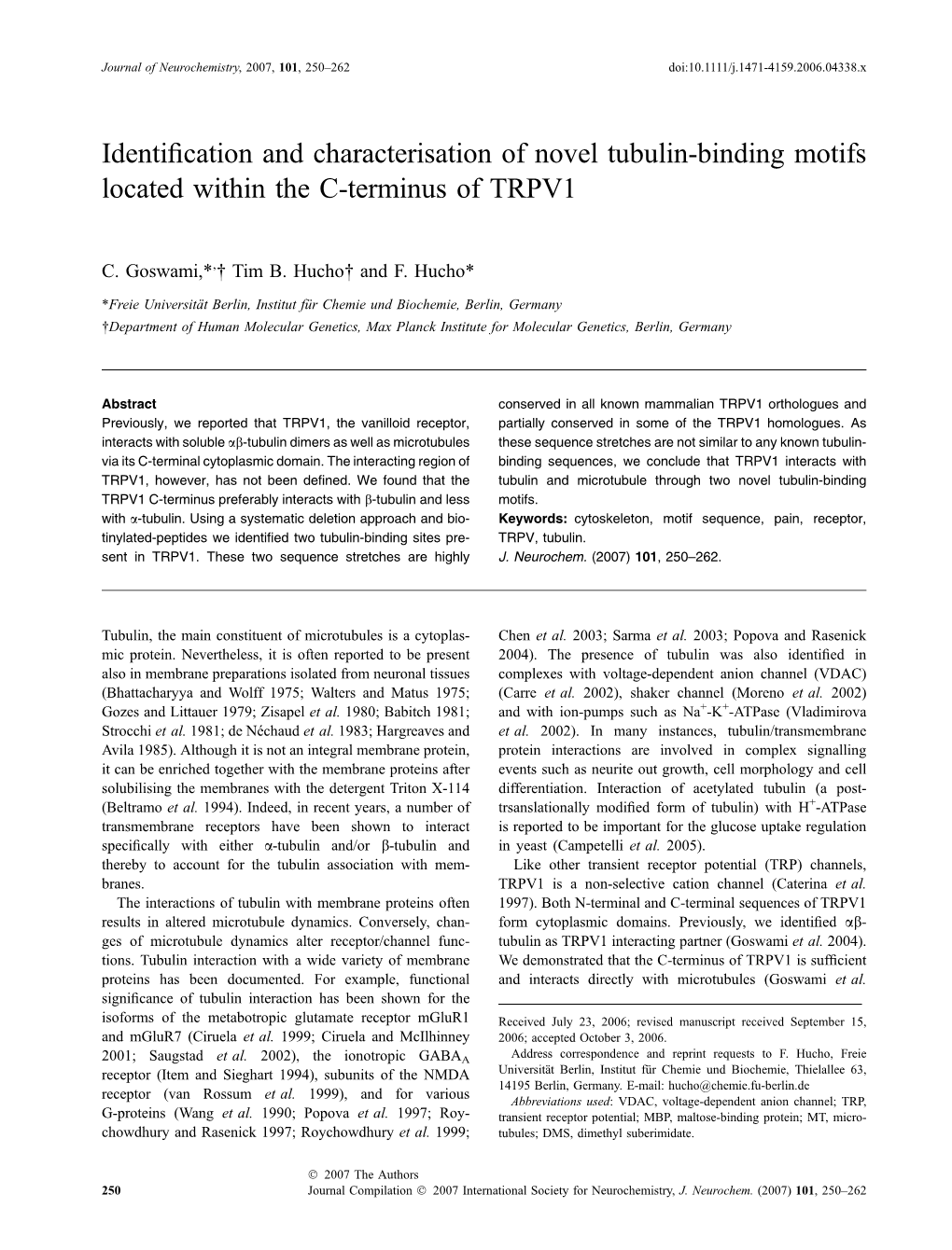 Identification and Characterisation of Novel Tubulin-Binding Motifs
