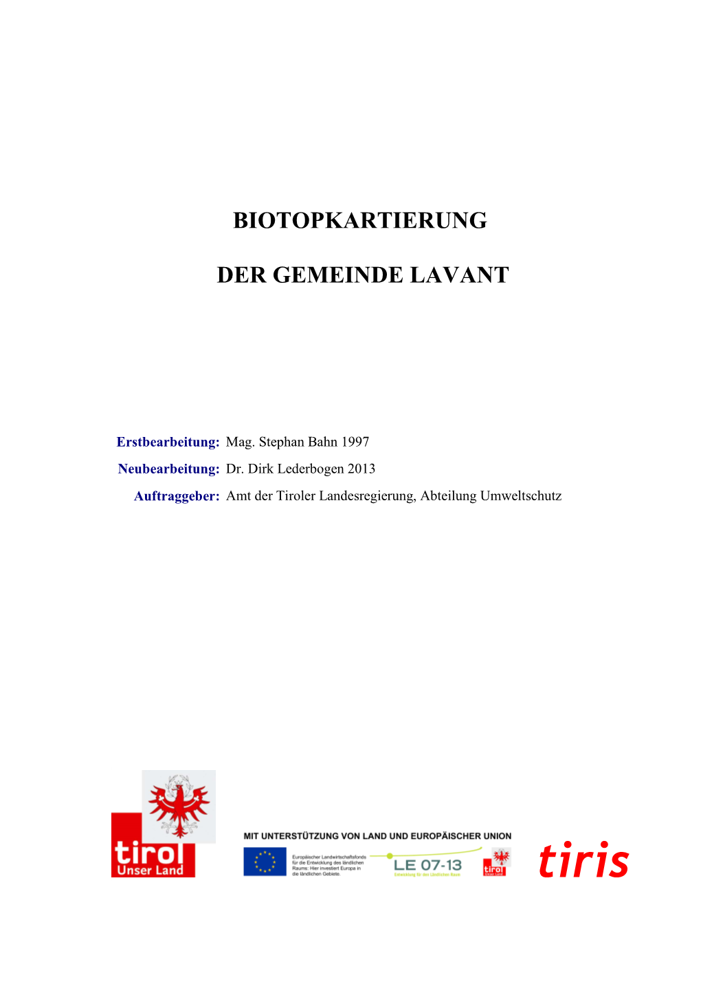 Biotopkartierung Der Gemeinde Lavant