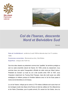 Col De L'iseran, Descente Nord Et Belvédère Sud