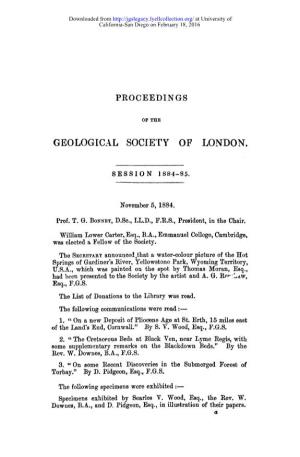 Proceedings Geological Society of London