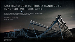 Fast Radio Bursts: from a Handful to Hundreds with Chime/Frb
