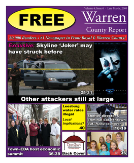 County Report 20,000 Readers • #1 Newspaper in Front Royal & Warren County! Exclusive: Skyline ‘Joker’ May Have Struck Before