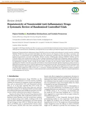 Review Article Hepatotoxicity of Nonsteroidal Anti-Inflammatory Drugs: a Systematic Review of Randomized Controlled Trials