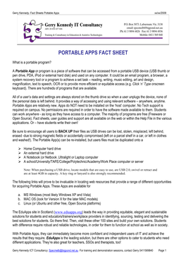 Portable Apps Fact Sheet