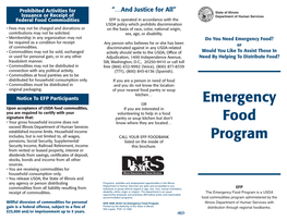 Emergency Food Program Is a USDA Receipt of Commodities