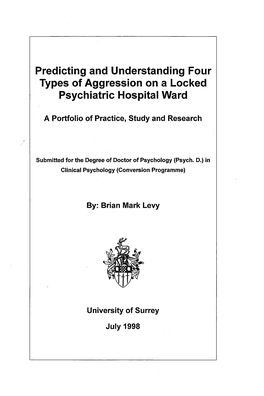 Predicting and Understanding Four Types of Aggression on a Locked Psychiatric Hospital Ward
