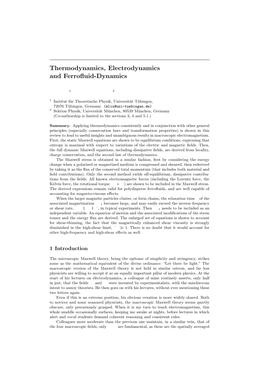 Thermodynamics, Electrodynamics and Ferrofluid-Dynamics
