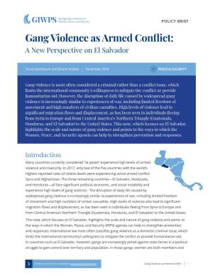 Gang Violence As Armed Conflict: a New Perspective on El Salvador