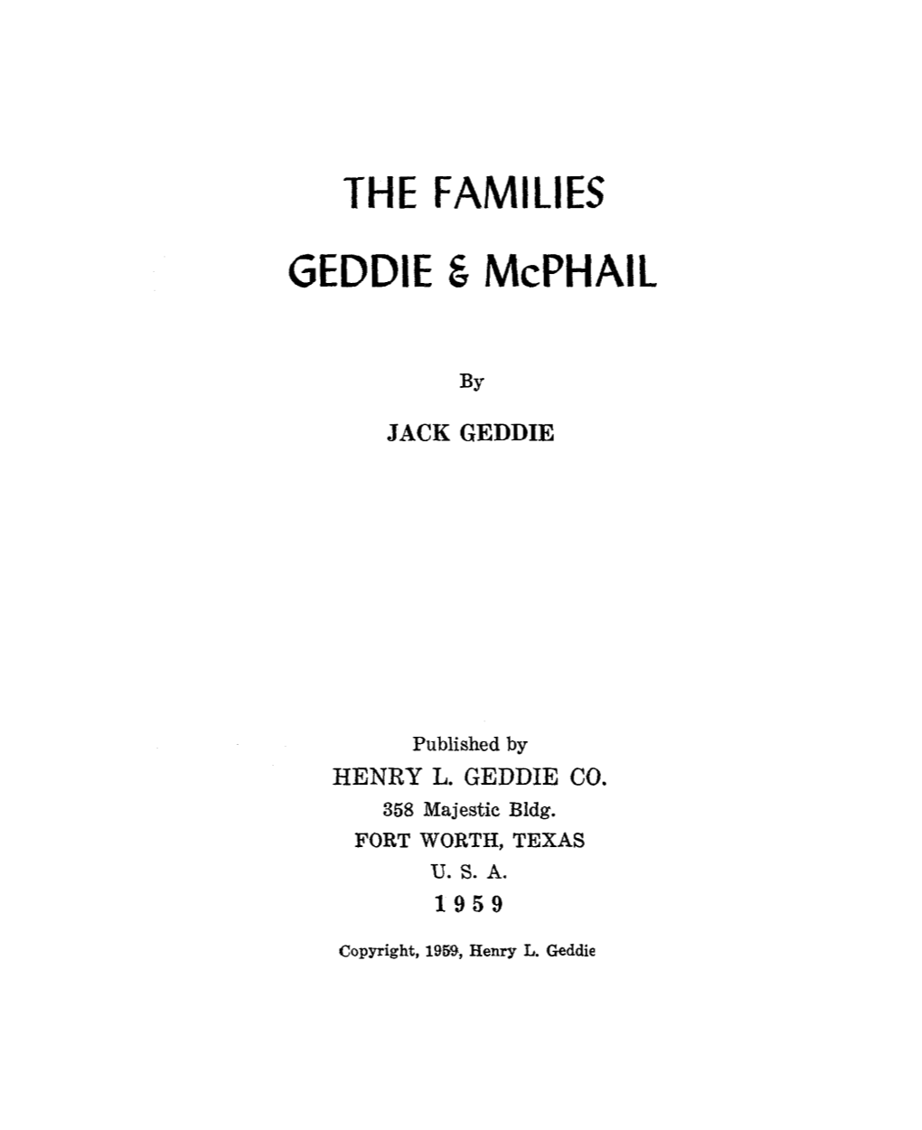 THE FAMILIES GEDDIE & Mcphail