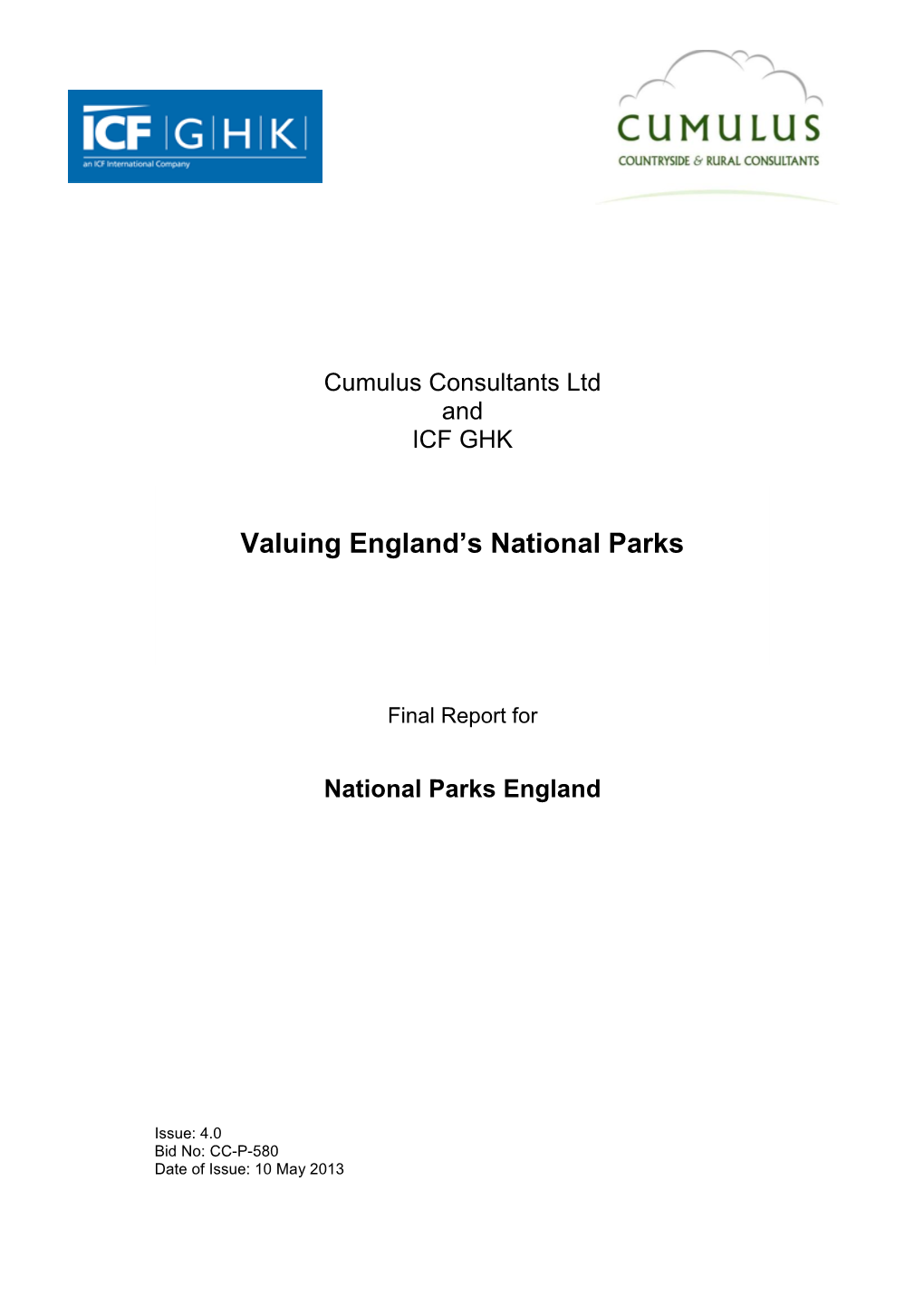 Valuing England's National Parks