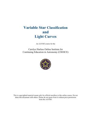 Variable Star Classification Intro and Chapter One