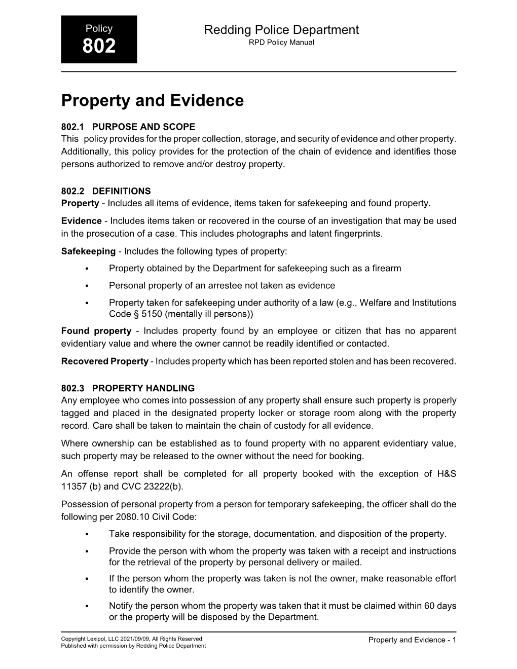 Property and Evidence