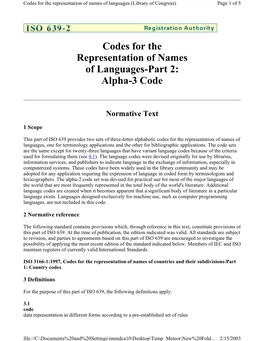 Codes for the Representation of Names of Languages-Part 2: Alpha-3 Code