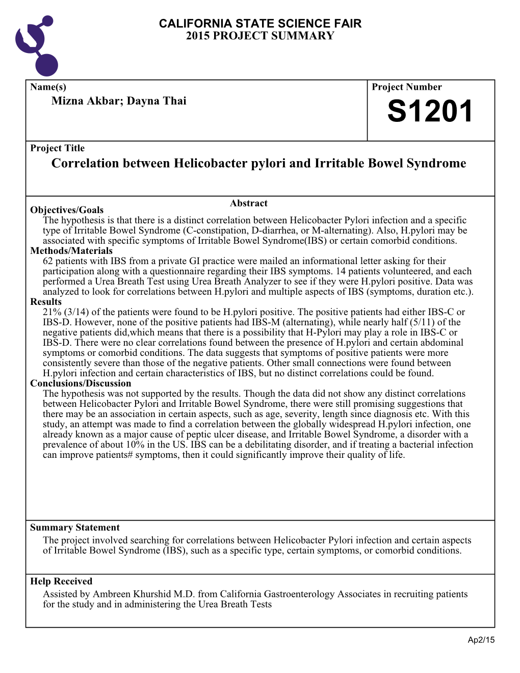 Multiple CSSF Project Abstracts