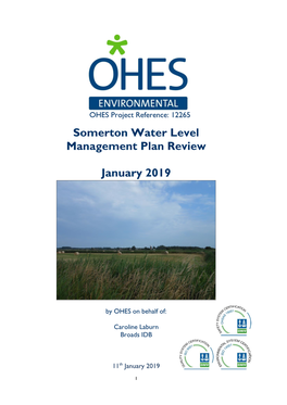 Somerton Water Level Management Plan Review January 2019