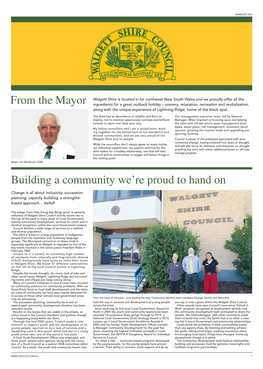 From the Mayor Building a Community We're Proud to Hand On