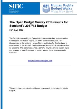 The Open Budget Survey 2019 Results for Scotland's 2017/18 Budget