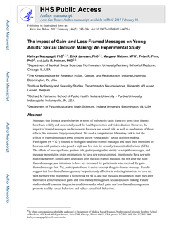 The Impact of Gain- and Loss-Framed Messages on Young Adults' Sexual