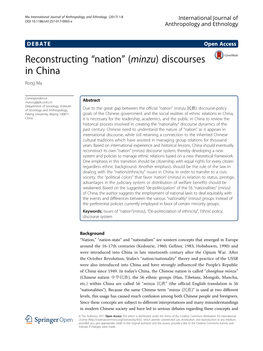 Reconstructing “Nation” (Minzu) Discourses in China Rong Ma