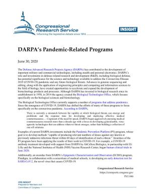 DARPA's Pandemic-Related Programs