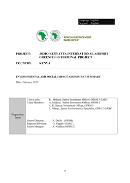 Project: Jomo Kenyatta International Airport Greenfield Terminal Project Country: Kenya